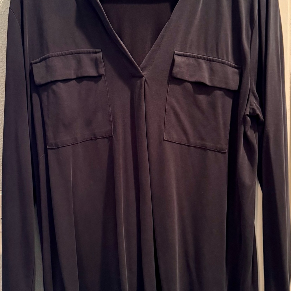 Black Long Sleeve V-Neck Blouse